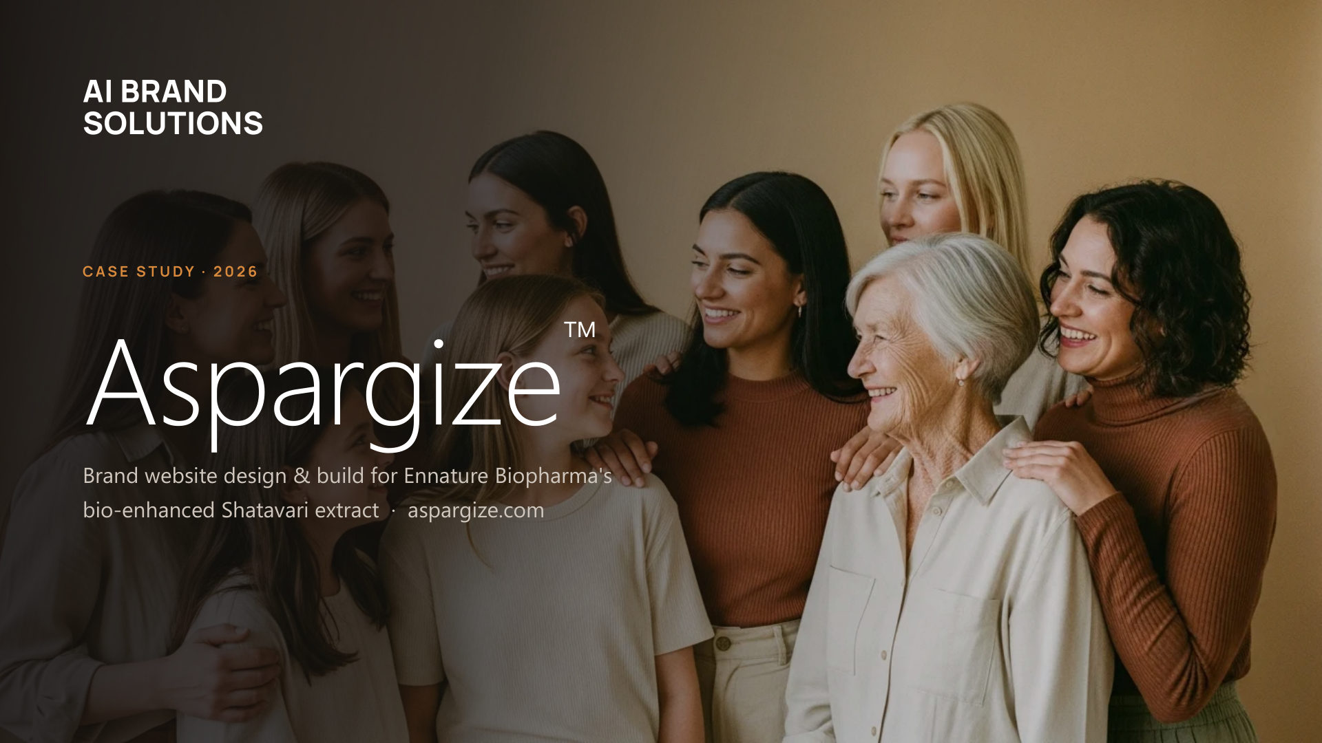 Aspargize case study cover — brand website design and build for Ennature Biopharma's bio-enhanced Shatavari extract
